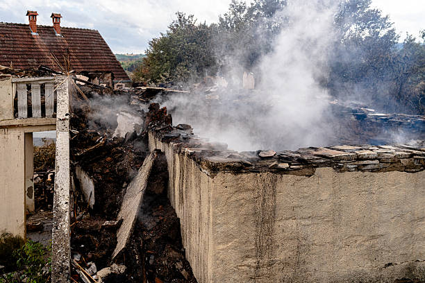 Professional Fire Damage Restoration technician working in Victoria, MN